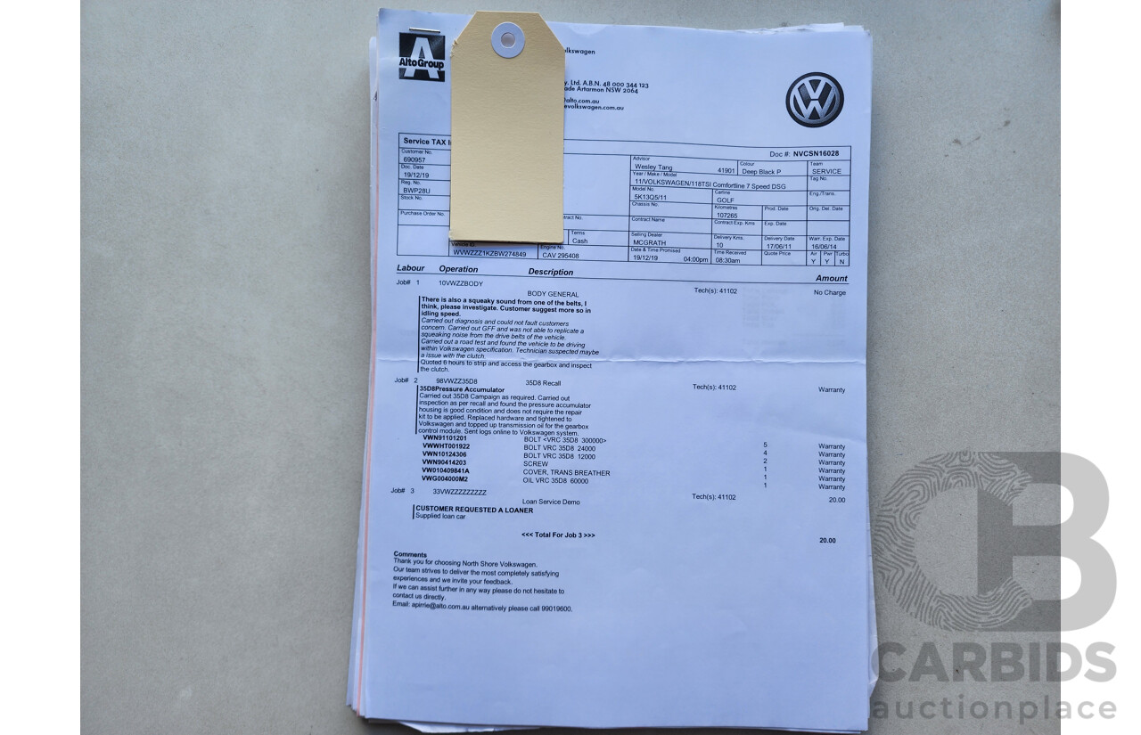05/2011 Volkswagen Golf 118 TSI Comfortline 1K MY11 5d Hatchback Black 1.4L
