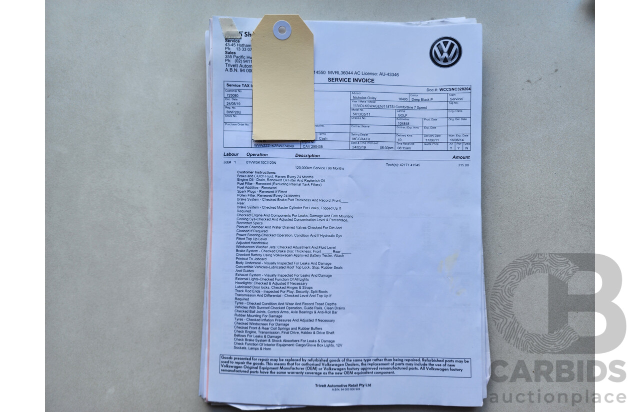 05/2011 Volkswagen Golf 118 TSI Comfortline 1K MY11 5d Hatchback Black 1.4L