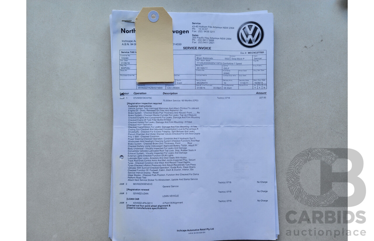 05/2011 Volkswagen Golf 118 TSI Comfortline 1K MY11 5d Hatchback Black 1.4L
