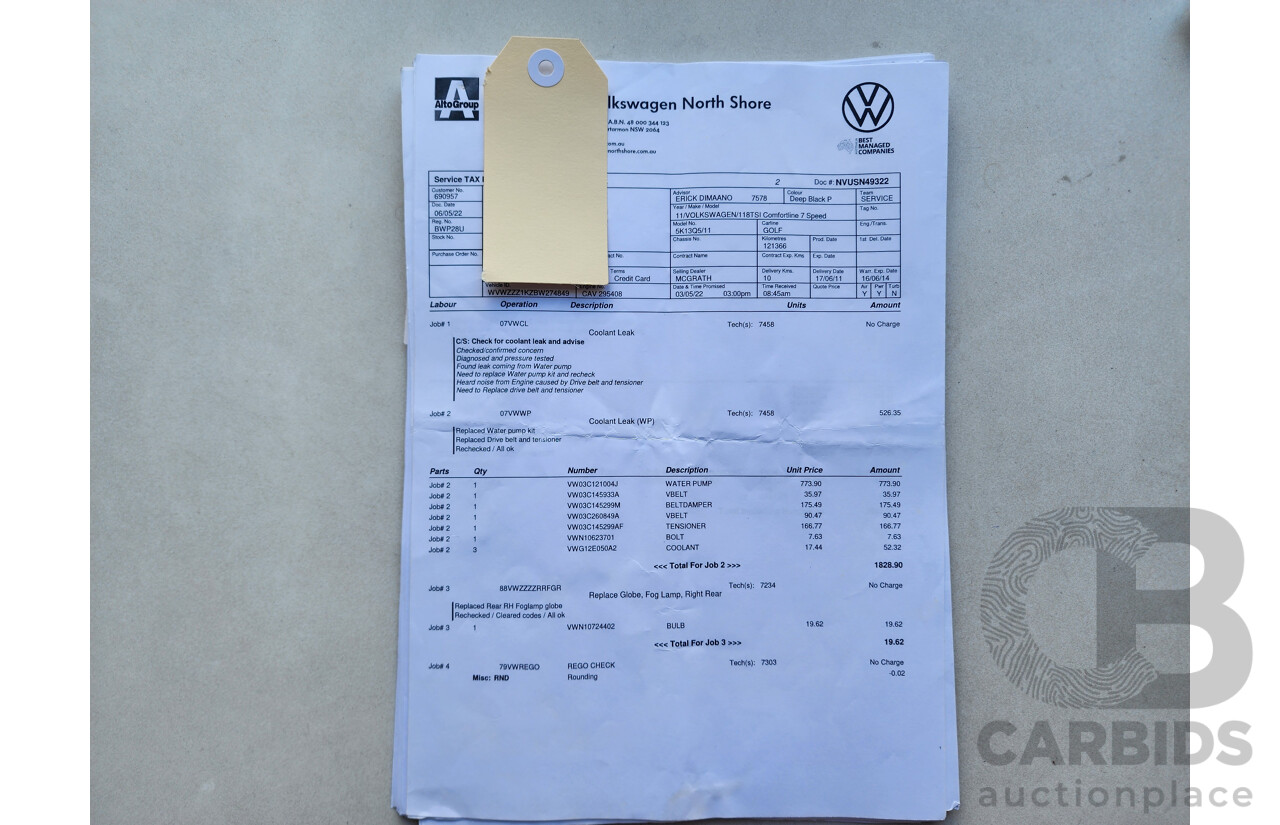 05/2011 Volkswagen Golf 118 TSI Comfortline 1K MY11 5d Hatchback Black 1.4L