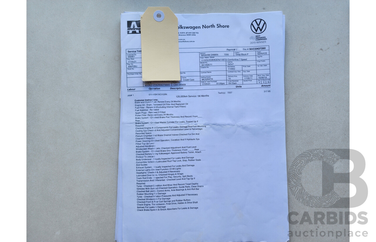 05/2011 Volkswagen Golf 118 TSI Comfortline 1K MY11 5d Hatchback Black 1.4L