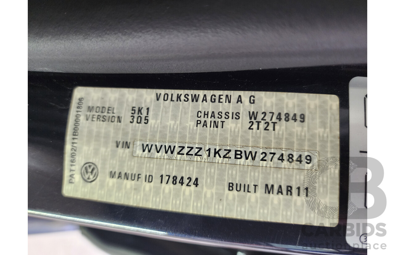 05/2011 Volkswagen Golf 118 TSI Comfortline 1K MY11 5d Hatchback Black 1.4L
