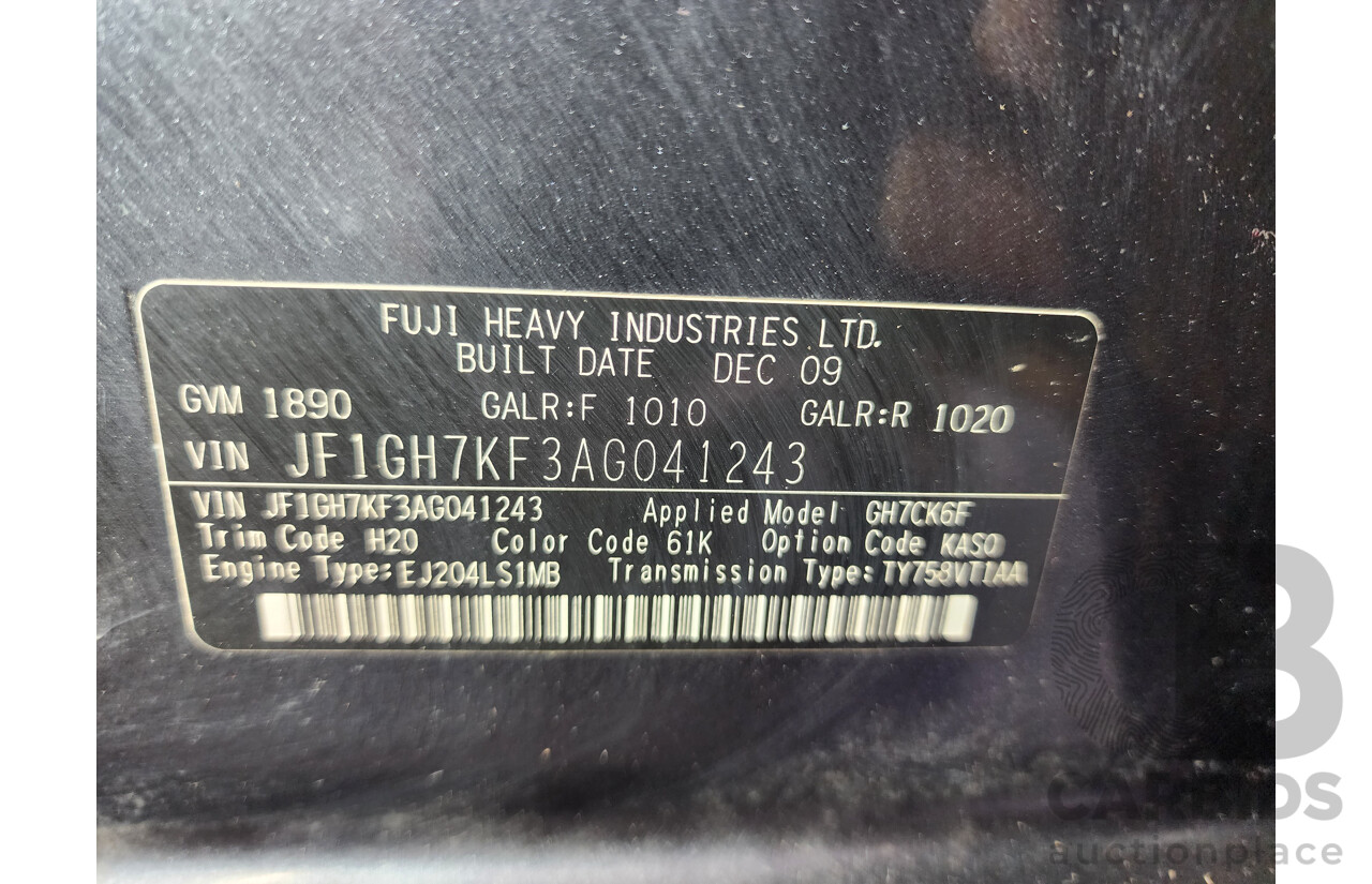 02/2010 Subaru Impreza RX (awd) MY10 5d Hatchback Grey 2.0L