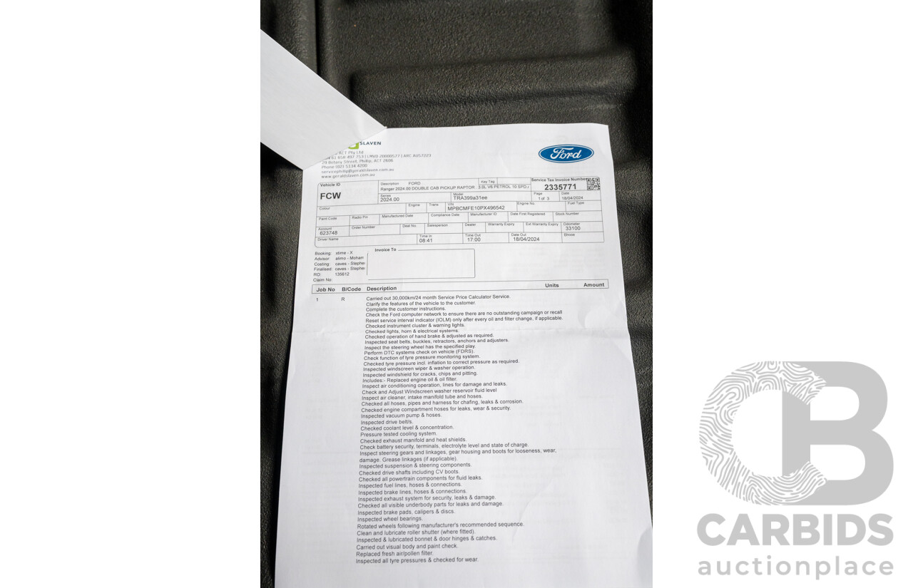 07/2023 Ford Ranger Raptor Next Gen (4x4) PY MY23.5 4d Dual Cab Shadow Black Twin Turbo V6 3.0L