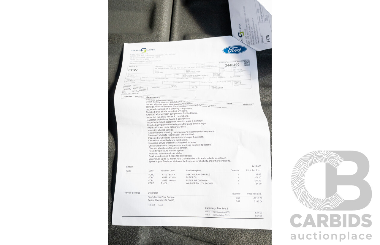 07/2023 Ford Ranger Raptor Next Gen (4x4) PY MY23.5 4d Dual Cab Shadow Black Twin Turbo V6 3.0L