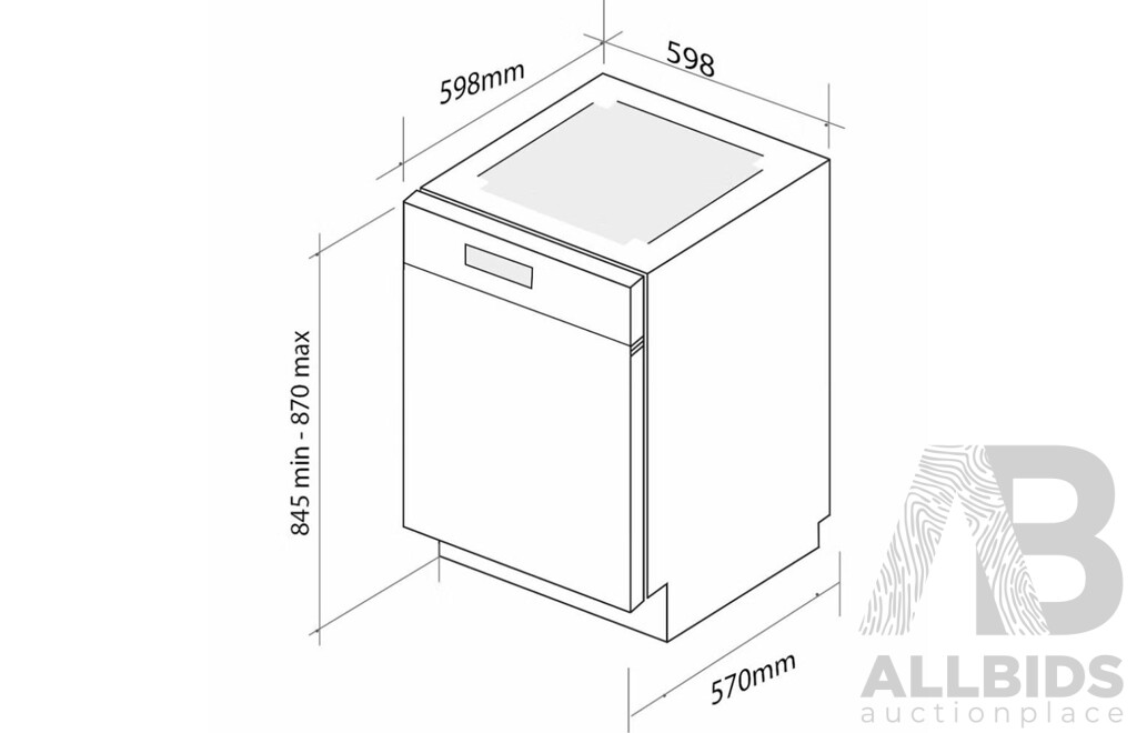 ARTUSI 60cm Freestanding Dishwasher (ADW7003B) (845–870 Mm - High 598 Mm - Wide 598 Mm - Deep)