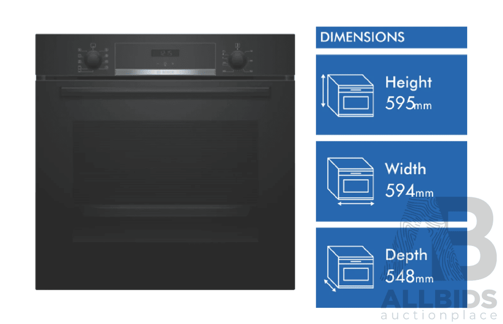BOSCH Series 4 60cm Built-In Electric Oven (HBA534BB0A) (H: 595 X W: 594 X D: 548mm)