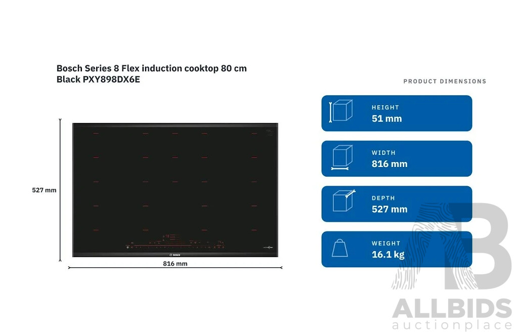 BOSCH Series 8 AccentLine 80cm Flex Induction Cooktop (PXY898DX6E)