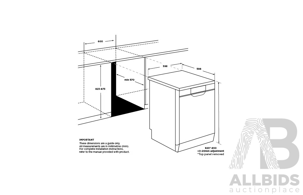 Westinghouse (WSF6602XA) 60cm Stainless Steel Freestanding Dishwasher (598W X 598D X 850H)