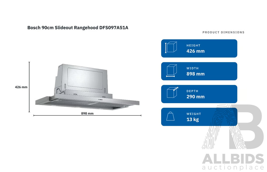 BOSCH Series 4 90cm Slideout Rangehood (DFS097A51A)