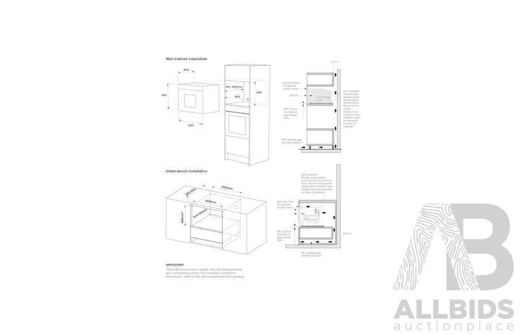 Westinghouse 25L Built-in 900W Microwave (WMB2522SC) (596W X 400D X 460H)