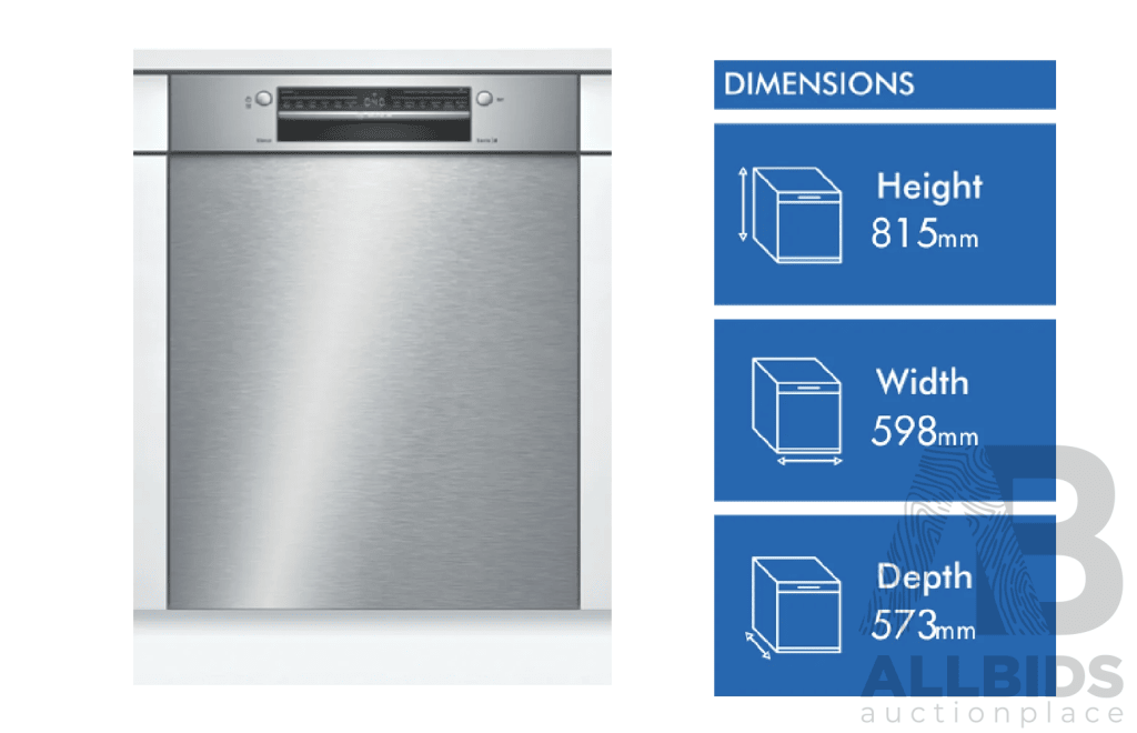 BOSCH Series 4 60cm Built-Under Dishwasher (SMU4HVS01A) (H 815 X W 598 X D 573mm)