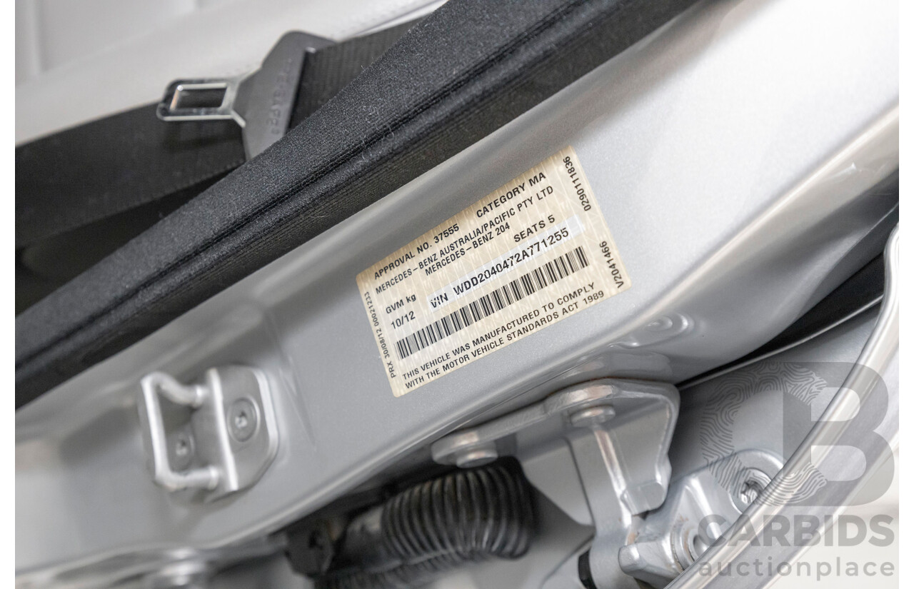 10/2012 Mercedes-Benz C250 Avantgarde W204 MY12 4d Sedan Iridium Silver Metallic Turbo 1.8L
