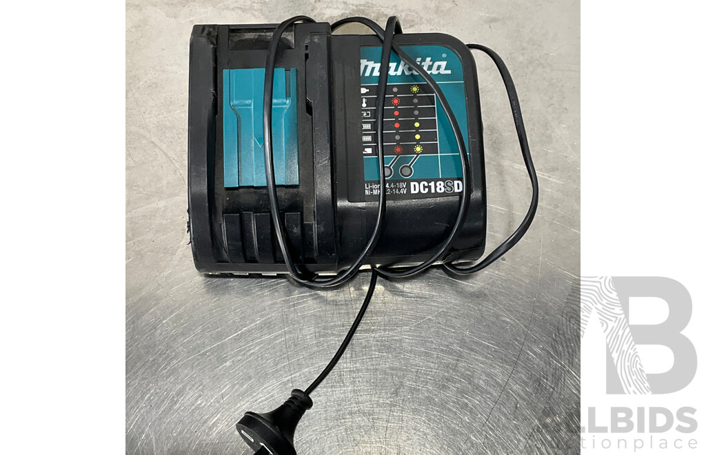 MAKITA 18V Cordless Impact Wrench & OZITO Power X-Change 18V Cordless Angle Grinder with 4x Batteries and 2x Battery Chargers