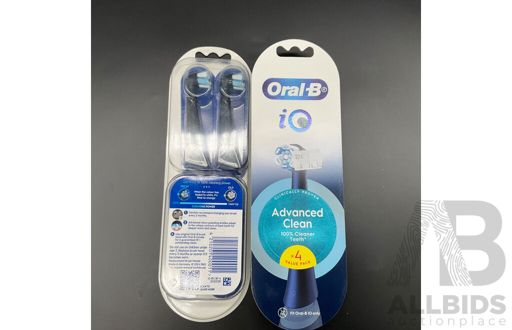 ORAL-B IO Advanced Clean Black Electric Toothbrush Replacement Head 4 Pack Lot of 2