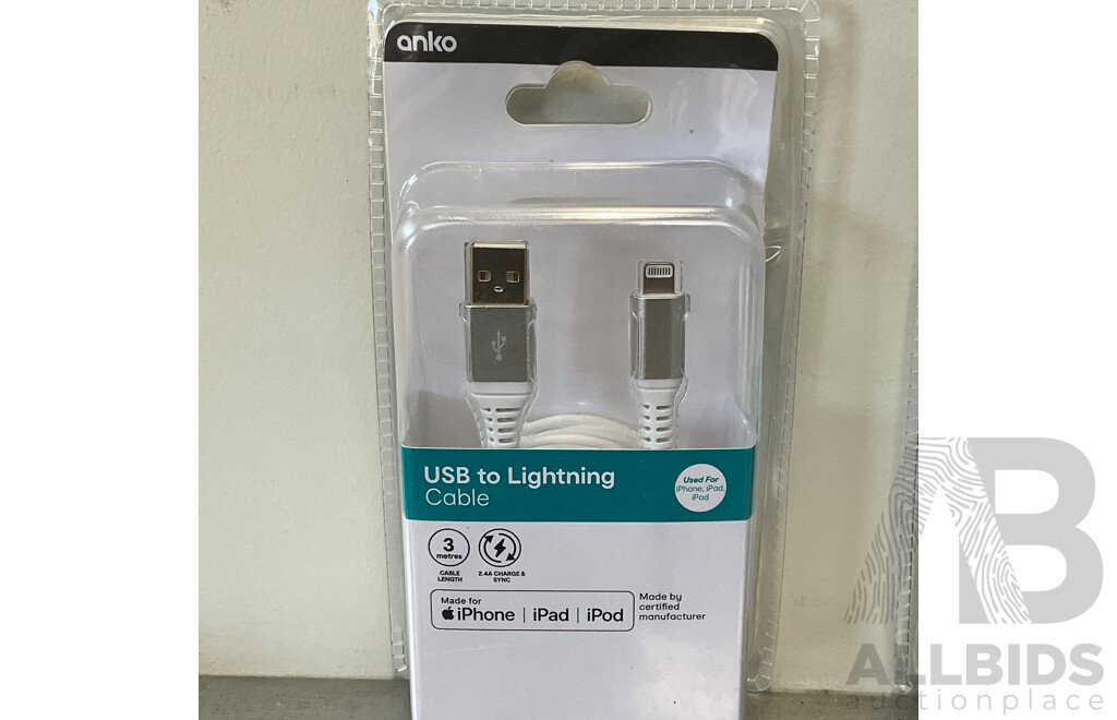 ANKO USB to Lighting Cable - LOT of 3