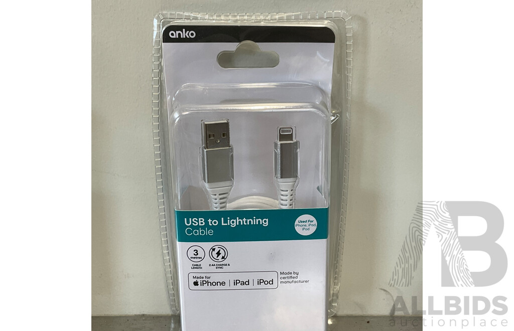 ANKO USB to Lighting Cable - LOT of 3