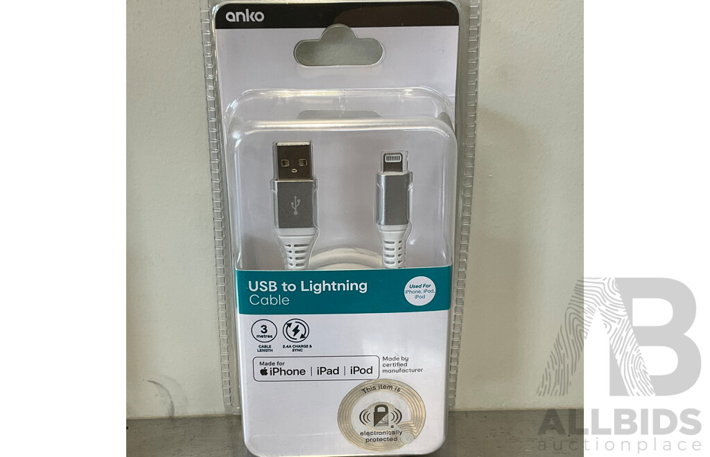 ANKO USB to Lighting Cable - LOT of 3