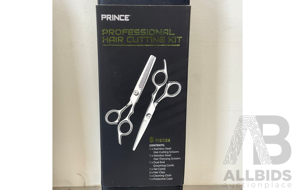 PRINCE Professional Hair Cutting Kit (8 Piece Set) - LOT OF 2