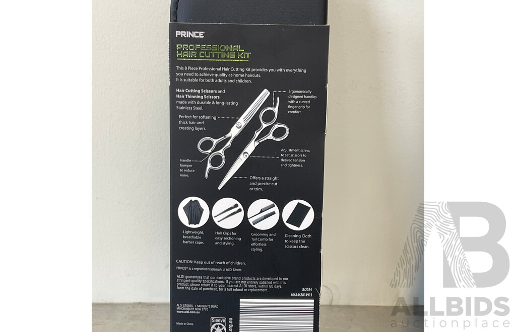 PRINCE Professional Hair Cutting Kit (8 Piece Set) - LOT OF 2