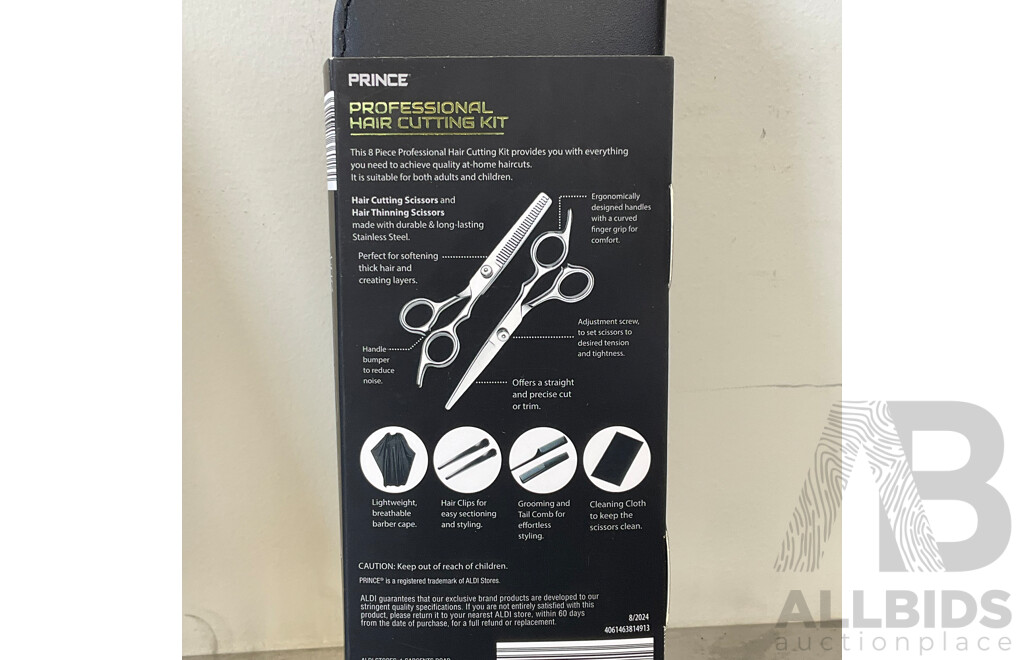 PRINCE Professional Hair Cutting Kit (8 Piece Set) - LOT OF 2