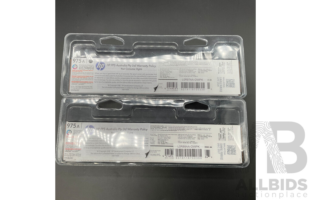 HP 975A Pagewide Ink Cartridges - Lot of 2