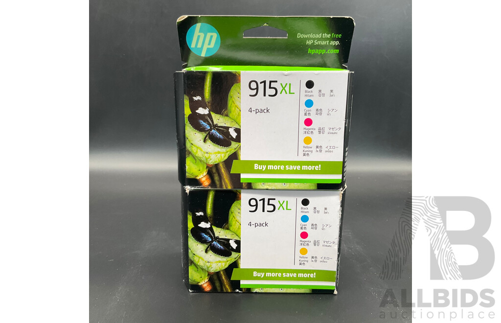 HP (915XL) 4-Pack Genuine Ink Cartridges - Lot of 2