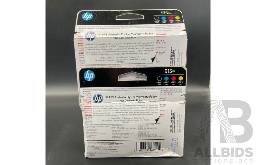 HP (915XL) 4-Pack Genuine Ink Cartridges - Lot of 2