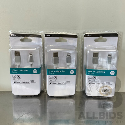 ANKO USB to Lighting Cable - LOT of 3
