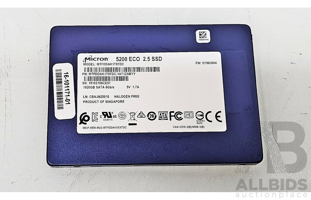 Micron (MTFDDAK1T9TDC) 5200 ECO 1.92TB SATA 6Gbps 2.5-Inch Solid State Drive