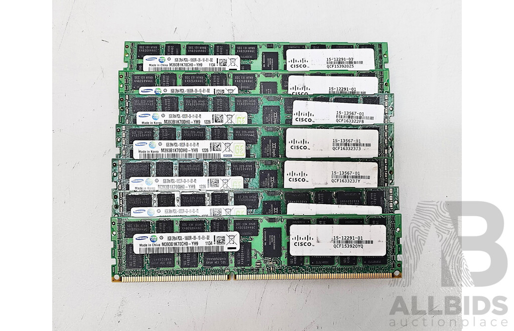 Samsung (M393B1K70DH0-YH9) 8GB ECC DDR3 1333 RDIMM RAM - Lot of Seven