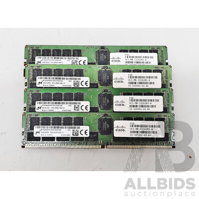 Micron (MTA36ASF4G72PZ-2G6E1QG) 32GB ECC DDR4 2666V RDIMM RAM - Lot of Four