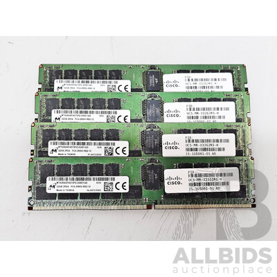 Micron (MTA36ASF4G72PZ-2G6E1QG) 32GB ECC DDR4 2666V RDIMM RAM - Lot of Four