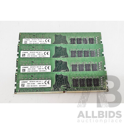 Kingston (KTP9W1-MIES184291T18) 16GB DDR4 2666V UDIMM RAM - Lot of Four