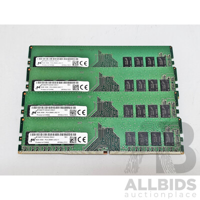 Micron (MTABATF1G64AZ-2G6J1) 8GB DDR4 2666V UDIMM RAM - Lot of Four