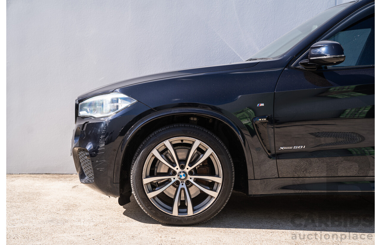 05/2015 BMW X5 Xdrive 50i M-Sport Pack (AWD) F15 MY15 4d Wagon Carbon Black Metallic Twin Turbo V8 4.4L