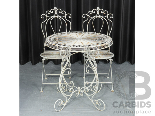 Three Piece Wrought Iron Garden Table Set