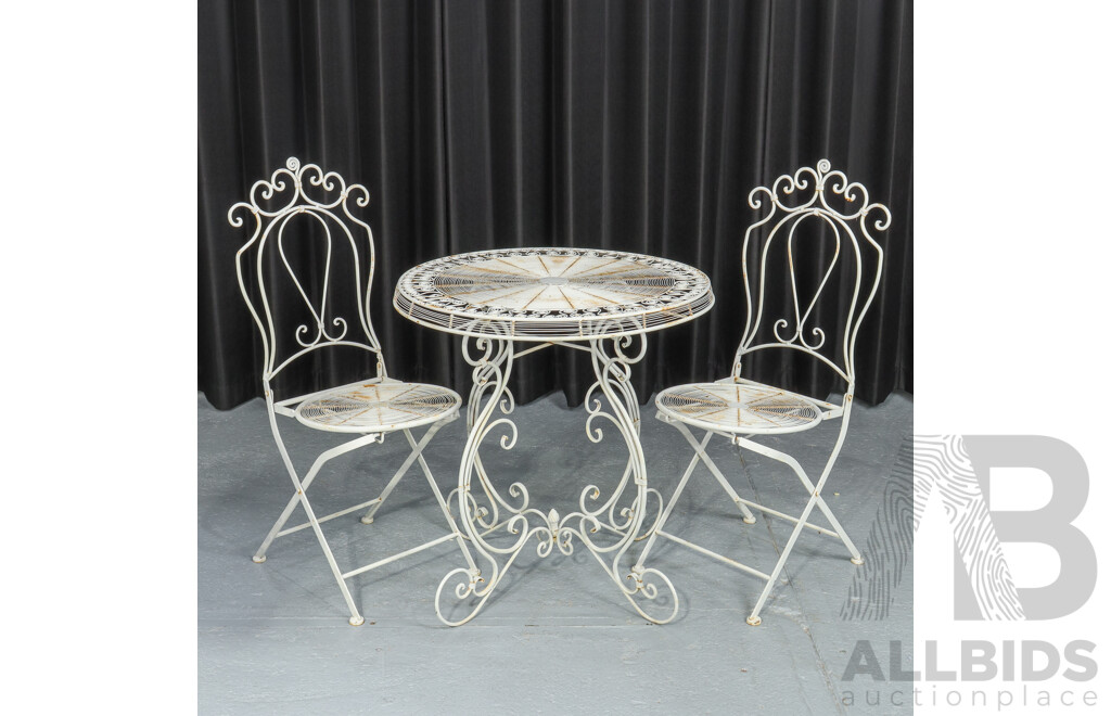 Three Piece Wrought Iron Garden Table Set