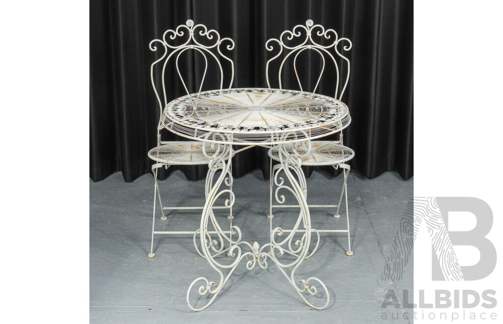 Three Piece Wrought Iron Garden Table Set