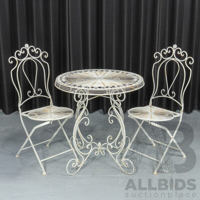 Three Piece Wrought Iron Garden Table Set