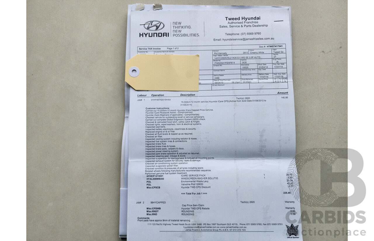 06/2014 Hyundai Ix35 Trophy (fwd) LM SERIES II 4d Wagon White 2.0L