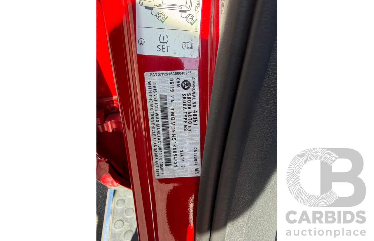 05/2019 Skoda Kodiaq 132TSI Sportline (4x4) NS MY19 4d Wagon Red 2.0L