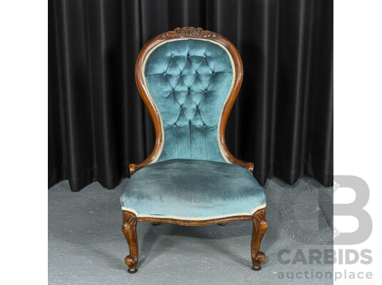 Ladies Parlour Teal Velour Chair