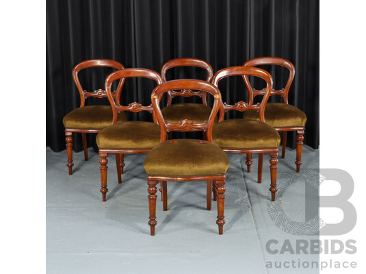 Set of Six Mahogany Balloon Back Dining Chairs