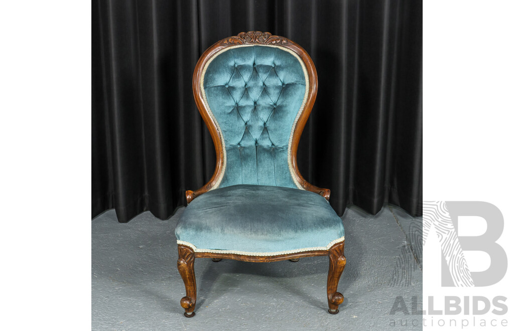 Ladies Parlour Teal Velour Chair