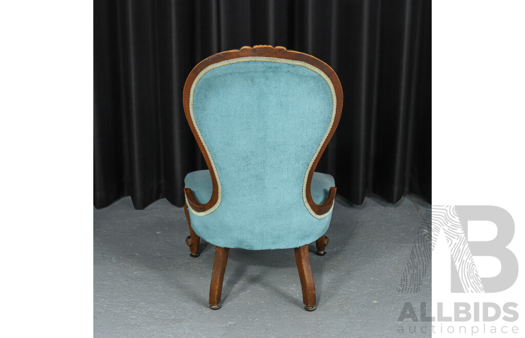 Ladies Parlour Teal Velour Chair