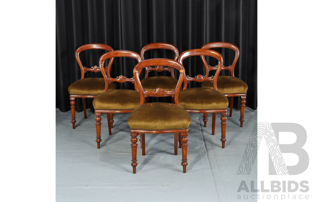Set of Six Mahogany Balloon Back Dining Chairs