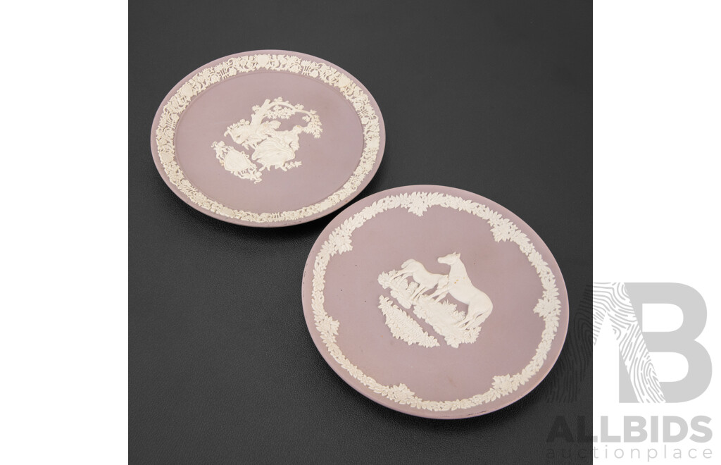 Pair of Wedgewood White on Lilac Display Plates