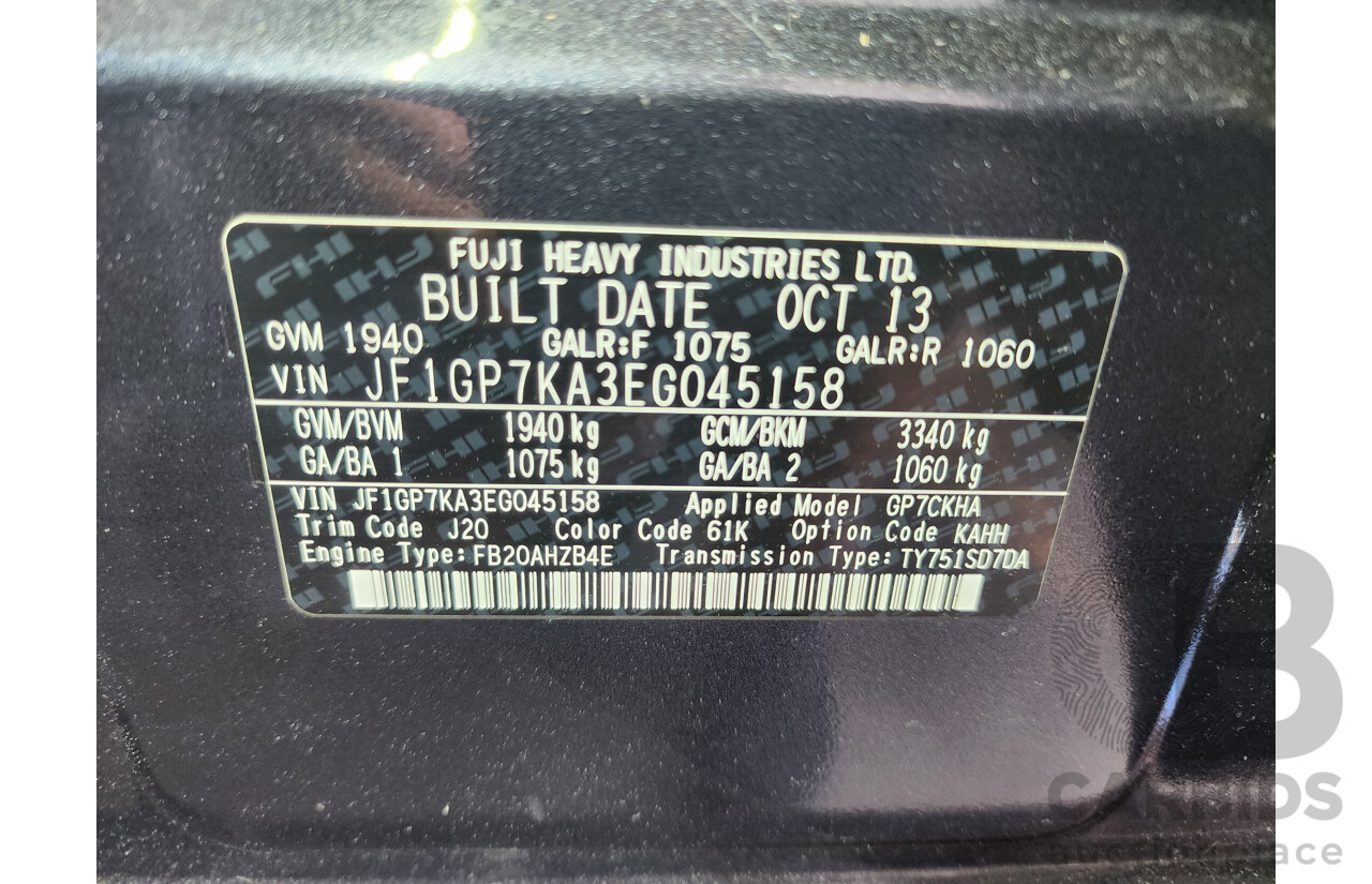 12/2013 Subaru XV 2.0i-S MY14 4d Wagon Grey 2.0L