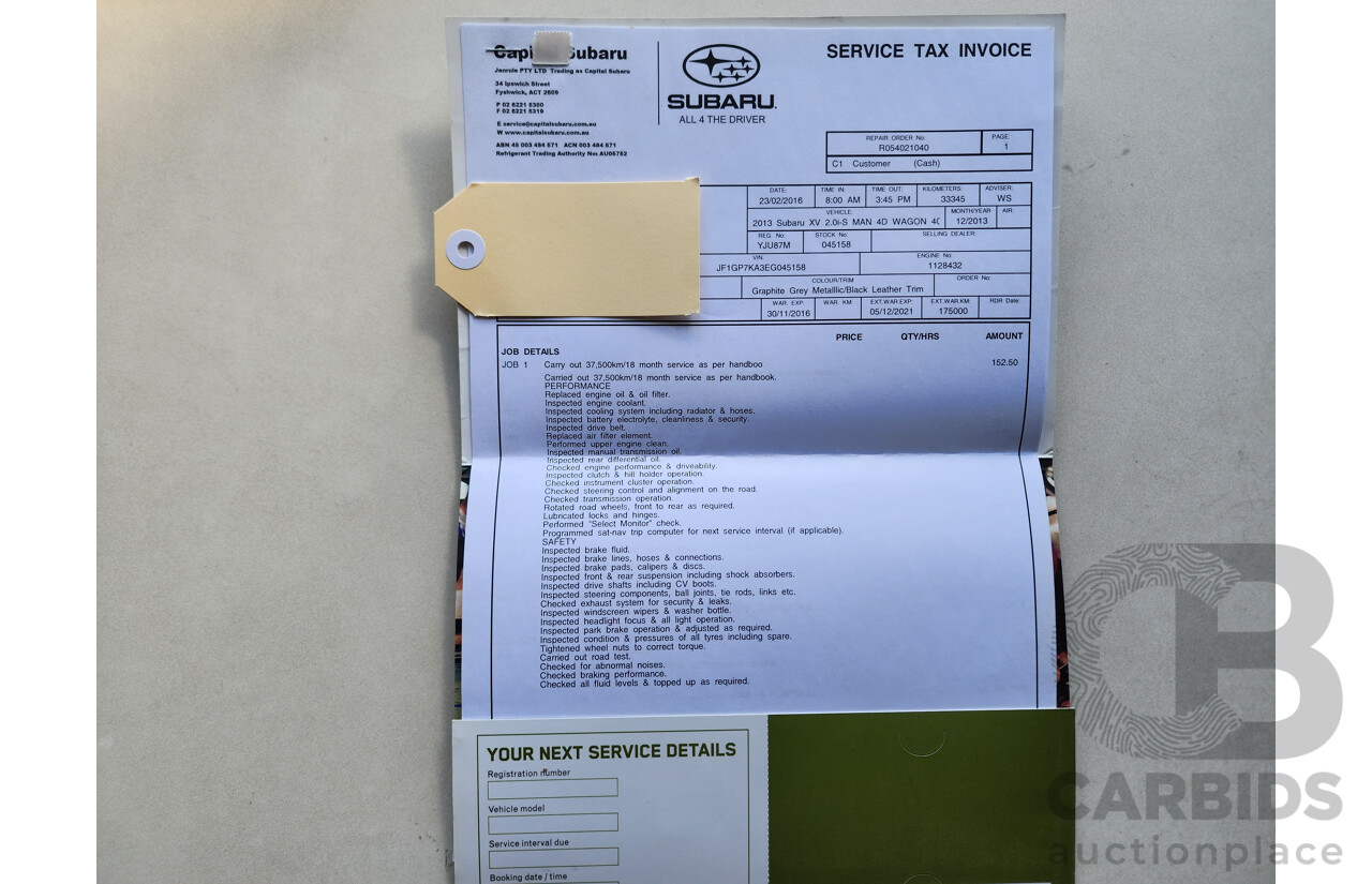 12/2013 Subaru XV 2.0i-S MY14 4d Wagon Grey 2.0L